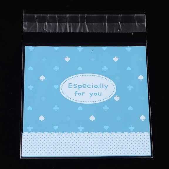 Rectangle OPP Cellophane Bags Deep Sky Blue 13.1x9.9cm Unilateral Thickness: 0.035mm Inner Measure: 10x9.9cm about 95~100pcs/bag