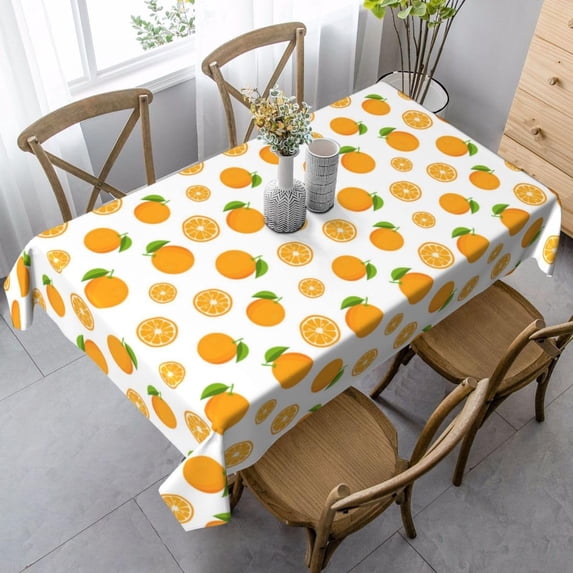 Rectangle/Oblong Tablecloth 60x120 Inch Orange Fruit - Waterproof Stain Resistant Table Cover for Summer Indoor Outdoor Picnic Camping Home Dining and Kitchen Vibrant Citrus Motifs