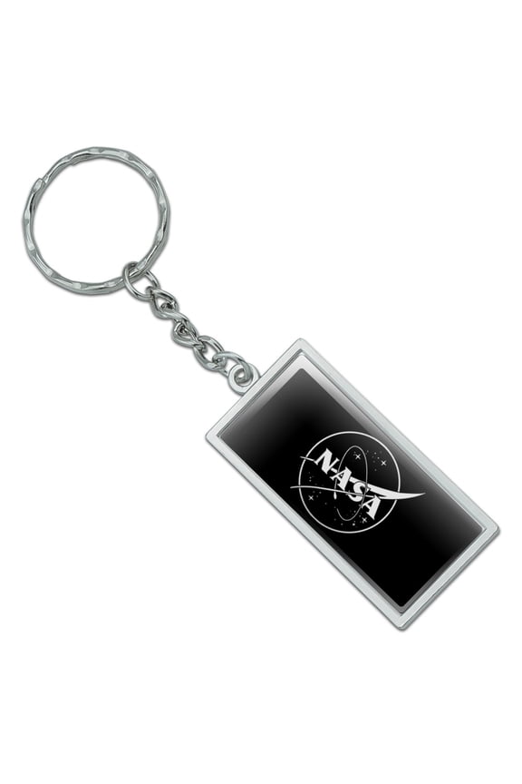 Rectangle One Color Meatball Logo Keychain in Chrome Plated Metal
