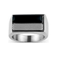 thumbnail image 1 of Rectangle Onyx 316L Stainless Steel Textured Ring, 1 of 2