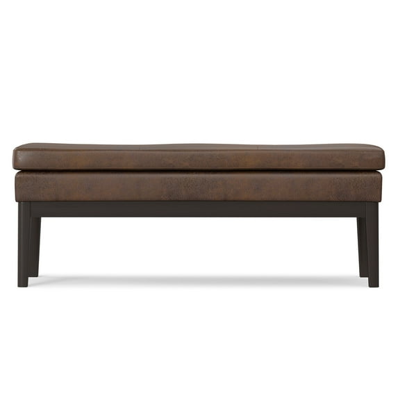 Rectangle Ottoman Bench - 45" Wide Vegan Leather Footrest - Distressed Brown