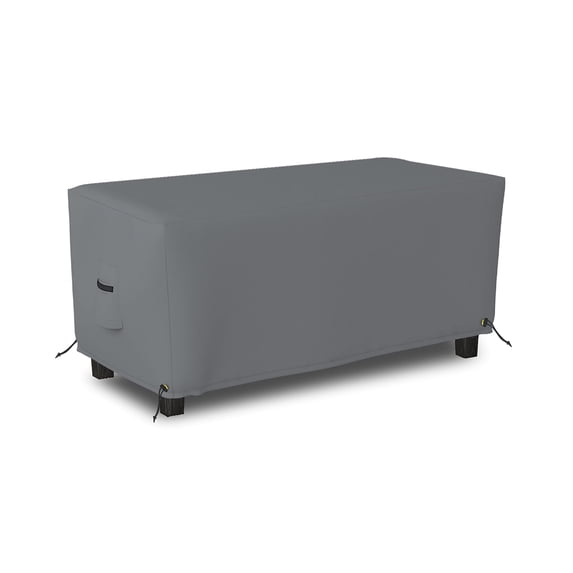 Rectangle Ottoman Cover 12 Oz Waterproof - 100% Weather Resistant Outdoor Ottoman Cover with Air Pockets & Drawstring for Sung Fit (17(H) x 32(W) x 22(D), Grey)
