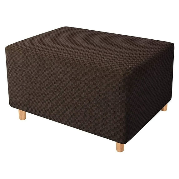 Rectangle Ottoman Cover, Slipcover For Ottoman, Footstool Cover With Elastic Bands Washable -coffee-Small