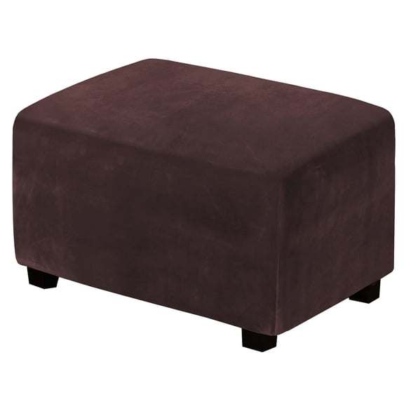 Rectangle Ottoman Cover, Velvet Ottoman Slipcovers Stretch Footstool Protector Covers Soft Storage Ottoman Slipcover with Elastic Bottom for Living Room -Peacock Blue-Large
