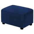 thumbnail image 1 of Rectangle Ottoman Cover, Velvet Ottoman Slipcovers Stretch Footstool Protector Covers Soft Storage Ottoman Slipcover with Elastic Bottom for Living Room -Peacock Blue-Large, 1 of 7