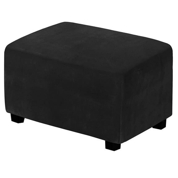 Rectangle Ottoman Cover, Velvet Ottoman Slipcovers Stretch Footstool Protector Covers Soft Storage Ottoman Slipcover with Elastic Bottom for Living Room -Peacock Blue-Large