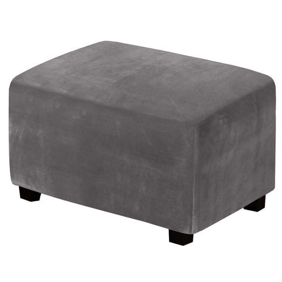 Rectangle Ottoman Cover, Velvet Ottoman Slipcovers Stretch Footstool Protector Covers Soft Storage Ottoman Slipcover with Elastic Bottom for Living Room -Peacock Blue-Large