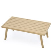 Rectangle Outdoor Coffee Table Aluminum Patio Table Modern Accent Table Waterproof Rustproof for Balcony Deck Backyard Porch, Brown