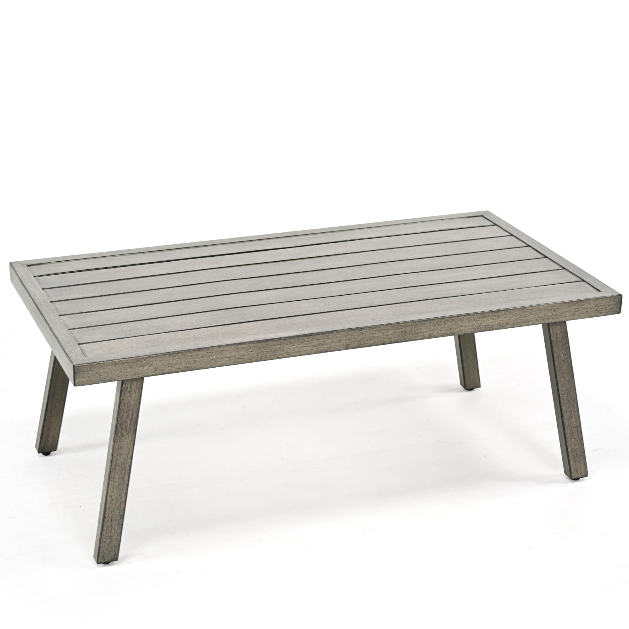 Rectangle Outdoor Coffee Table Aluminum Patio Table Modern Accent Table Waterproof Rustproof for Balcony Deck Backyard Porch, Grey