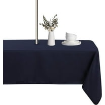 Rectangle Outdoor Tablecloth with Umbrella Hole and Zipper, 60x102 Inch Navy, Washable Waterproof Table Cloth Spill Proof Wrinkle Free Table Cover for Patio Spring Summer Picnic
