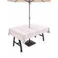 thumbnail image 1 of Rectangle Outdoor Tablecloth with Umbrella Hole and Zipper 60x102 Inch, Pink Botanical Waterproof Patio Table Cloth, Modern Farmhouse Striped Washable Picnic Table Cover for Camping Dining, 1 of 7