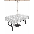 thumbnail image 1 of Rectangle Outdoor Tablecloth with Umbrella Hole and Zipper 60x84 Inch, Grey Botanical Waterproof Patio Table Cloth, Modern Farmhouse Striped Washable Picnic Table Cover for Camping Dining, 1 of 7