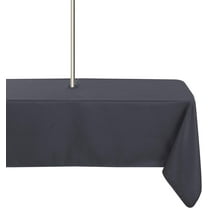 Rectangle Outdoor Tablecloth with Umbrella Hole and Zipper, 60x84 Inch Grey, Washable Waterproof Table Cloth Spill Proof Wrinkle Free Table Cover for Patio Spring Summer Picnic