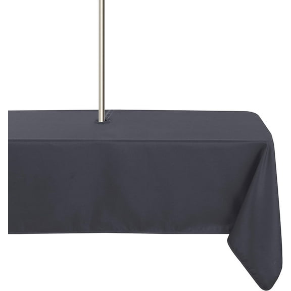 Rectangle Outdoor Tablecloth with Umbrella Hole and Zipper, 60x84 Inch Grey, Washable Waterproof Table Cloth Spill Proof Wrinkle Free Table Cover for Patio Spring Summer Picnic