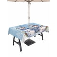 thumbnail image 1 of Rectangle Outdoor Tablecloth With Umbrella Hole And Zipper– Blue Christmas Snowman Friends Waterproof Patio Table Cover for Party, Picnic, Backyard, 60"x120" , Winter Trees Snowflakes, 1 of 8