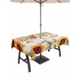 thumbnail image 1 of Rectangle Outdoor Tablecloth With Umbrella Hole And Zipper– Farmhouse Fall Thanksgiving Waterproof Patio Table Cover for Party, Picnic, Backyard, 54"x80" , Yellow Sunflower Leaf Floral Beige, 1 of 8