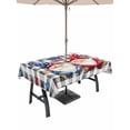 thumbnail image 1 of Rectangle Outdoor Tablecloth With Umbrella Hole And Zipper– Gnomes 4th of July Waterproof Patio Table Cover for Party, Picnic, Backyard, 60"x102" , Patriotic Red Blue Stars Black White Plaid, 1 of 8