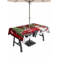 thumbnail image 1 of Rectangle Outdoor Tablecloth With Umbrella Hole And Zipper– Red Truck Tree Christmas Snowman Waterproof Patio Table Cover for Party, Picnic, Backyard, 60"x102" , Red Black Buffalo Plaid, 1 of 8