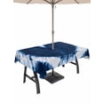 thumbnail image 1 of Rectangle Outdoor Tablecloth With Umbrella Hole And Zipper– Retro Abstract Tie Dye Love Waterproof Patio Table Cover for Party, Picnic, Backyard, 60"x120" , Midnight Blue, 1 of 8