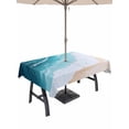 thumbnail image 1 of Rectangle Outdoor Tablecloth With Umbrella Hole And Zipper– Tropical Coastal Waterproof Patio Table Cover for Party, Picnic, Backyard, 52"x70" , Beach Ocean Waves Turquoise Aqua, 1 of 8