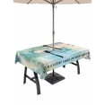 thumbnail image 1 of Rectangle Outdoor Tablecloth With Umbrella Hole And Zipper– Vintage Dragonfly Waterproof Patio Table Cover for Party, Picnic, Backyard, 52"x70" , Gradient Teal Green, 1 of 8
