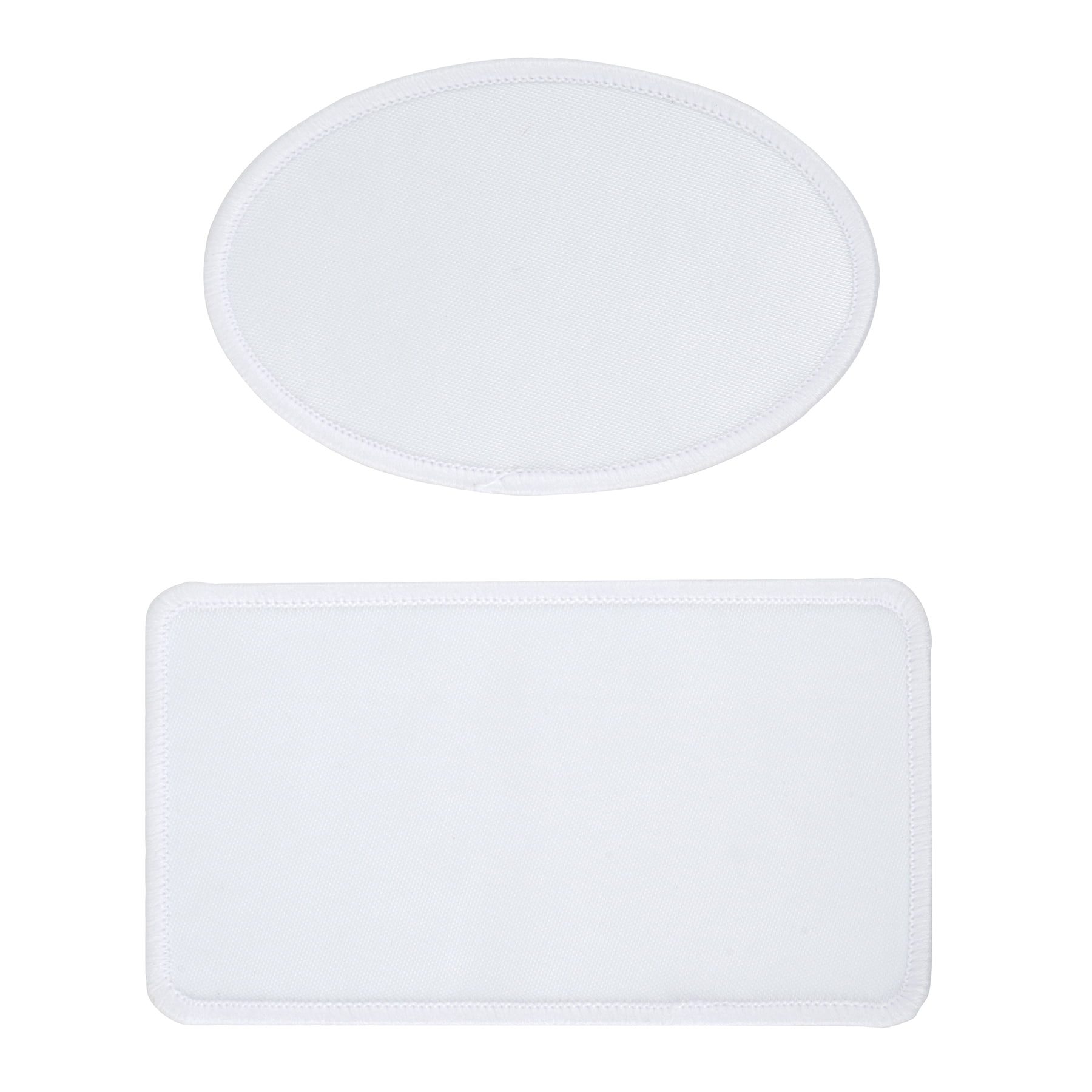 Rectangle & Oval Sublimation Patches by Make Market – White Polyester Iron-On Blanks for Heat Transfer Designs - 12 Pack