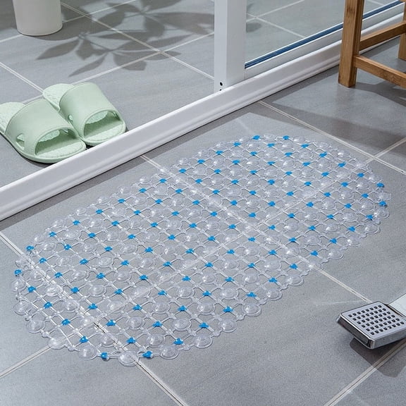 Rectangle PVC Anti-Skid Bath Mats Soft Shower Bathroom Massage Mat Suction Cup Non-Slip Bathtub Carpet Large Size Anti-Slip Mats Blue