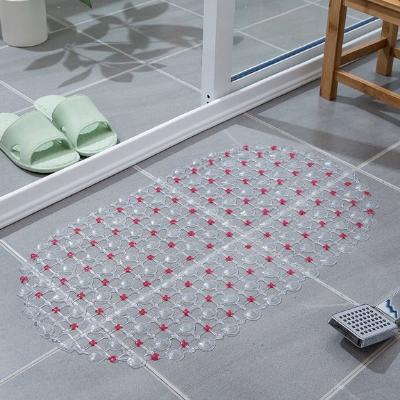 Rectangle PVC Anti-Skid Bath Mats Soft Shower Bathroom Massage Mat Suction Cup Non-Slip Bathtub Carpet Large Size Anti-Slip Mats Red