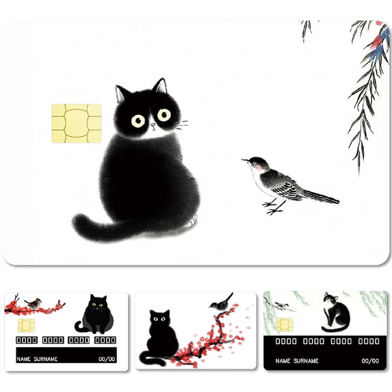 Rectangle PVC Plastic Waterproof Card Stickers Self-adhesion Card Skin for Bank Card Decor Cat Shape 186x137mm DIY for DIY