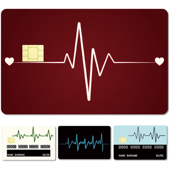Rectangle PVC Plastic Waterproof Card Stickers Self-adhesion Card Skin for Bank Card Decor Electrocardiograph 186x137mm