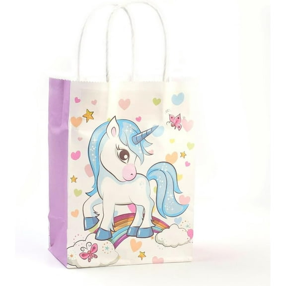 Rectangle Paper Bags with Handles Gift Bags Shopping Bags Horse Pattern for Baby Shower Party Flamingo 21x15x8cm