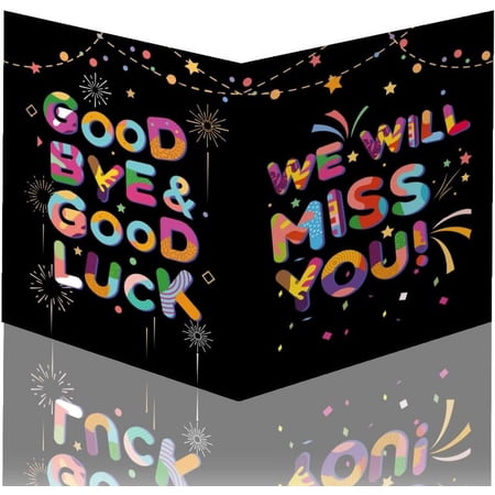 Rectangle Paper Farewell Greeting Card Word Good Bye & Good Luck & We Will Miss You Card Word 350x275mm unfolded: 550x350mm.