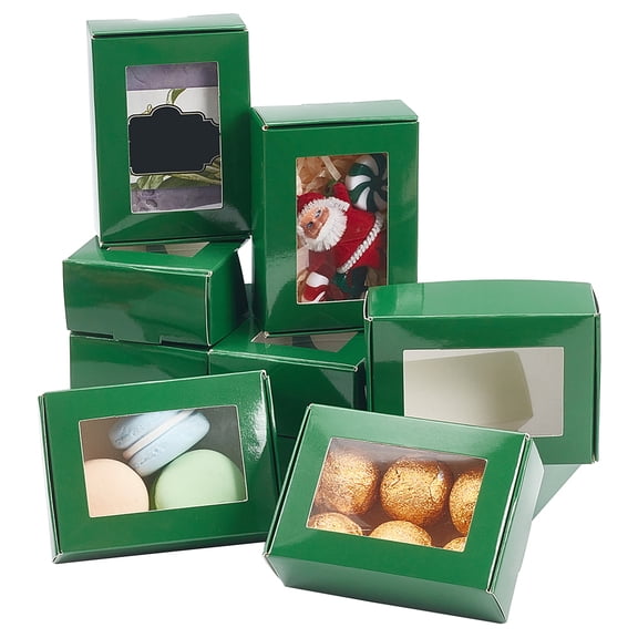 Rectangle Paper Folding Shipping Box with Window Mailer Boxes Green 21x20.8x0.04cm
