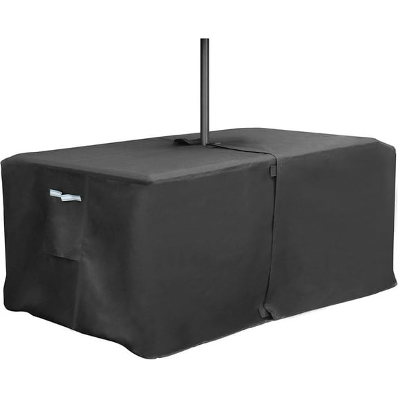 Rectangle Patio Table Cover with Umbrella Hole - 84"L x 44"W x 23"H (COVER SIZENOT TABLE SIZE) Heavy Duty Waterproof 600D Oxford Fabric Outdoor Lawn Patio Furniture Covers