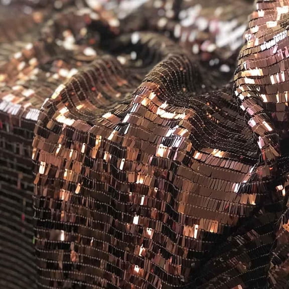Rectangle Piano Sequins Fabric on Stretch Mesh 52" Wide By The Yard (Copper)