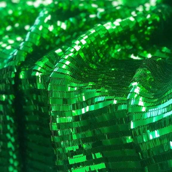 Rectangle Piano Sequins Fabric on Stretch Mesh 52" Wide By The Yard (Kelly Green)