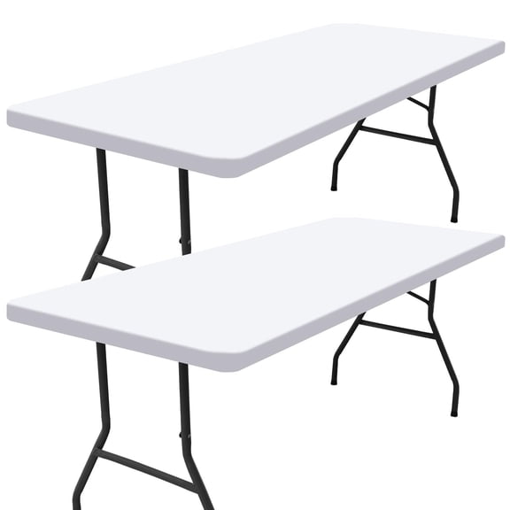 Rectangle Picnic Table Cloth 2 Pack, Waterproof Elastic Fitted Tablecloths for 6 Foot Tables, Washable Polyester Table Cover for Camping, Indoor and Outdoor (Black, 30"x72")