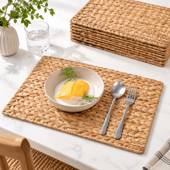 Plaemat Rectangle Placemat 17x12in-set 10 Woven Water Hyacinth Table Mats for ...