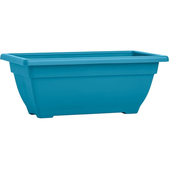 Rectangle Planter Box, 16 Inch Indoor/Outdoor Rectangular Planter, Durable UV Resistant, 2 Gallon Plastic Window Box Trough, Use for Herbs, Succulents, Vegetables (Bora Bora Blue)