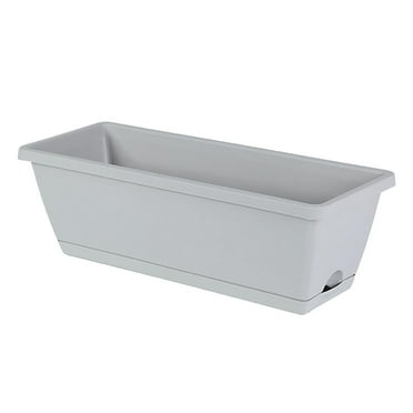 Rectangle Planter Box with Drainage Holes and Trays Plastic Planters Flower Boxes Pots for Indoor Outdoor Plants Patio Garden Home Decor Porch Yard,6*6*17IN(1 × Tray + 1 × Vegetable Pot)