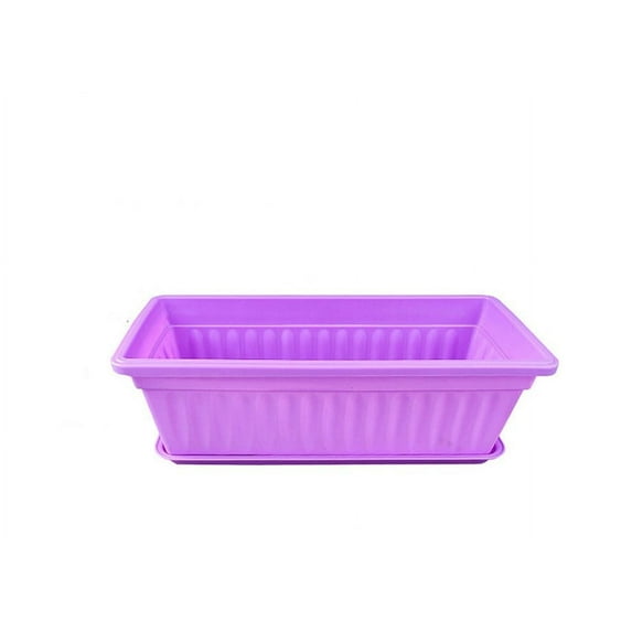 Rectangle Planters for Indoor Plants, Casewin 1 Pack 16.9x5.5x7.4Inch Large Vegetable Flower Herb Window Boxes, Outdoor Plastic Growing Pots with Tray for House Windowsill Balcony Garden Use, Purple