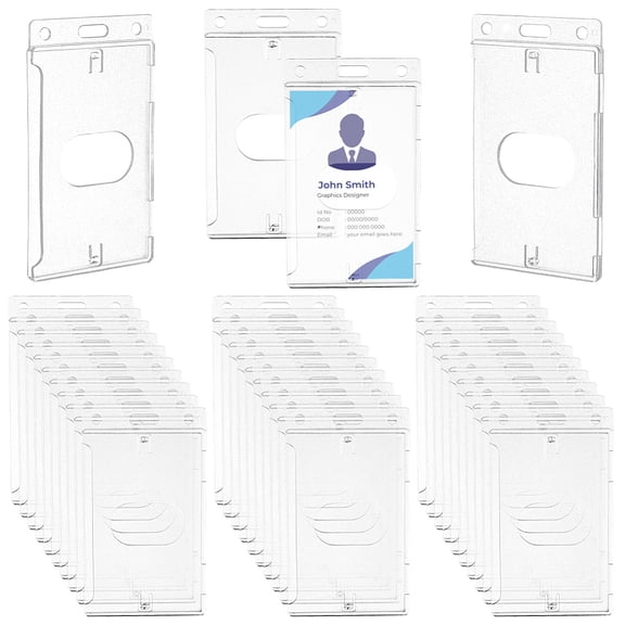Rectangle Plastic ID Holder Cover Name Card Holders Clear 101x60x4mm for DIY