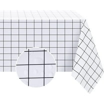 Rectangle Plastic Tablecloth, 100% Waterproof Oil-Proof Checkered PVC Table Cloths, Heavy Duty Vinyl Table Covers for Dining, Camping, Picnic, Outdoor - 54 x 78 Inch, Blue Checkered