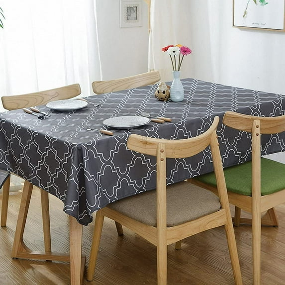 Rectangle Polyester Fabric Tablecloth Heavyweight Spill-Proof and Stain Resistant, 60"x120" Oblong, Seats 12-14 People, Grey