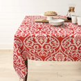 thumbnail image 1 of Rectangle Polyester Tablecloth Vintage Printed and Spill Proof Table Cover for Home and Kitchen (Red and White, 60x104 Inch), 1 of 6