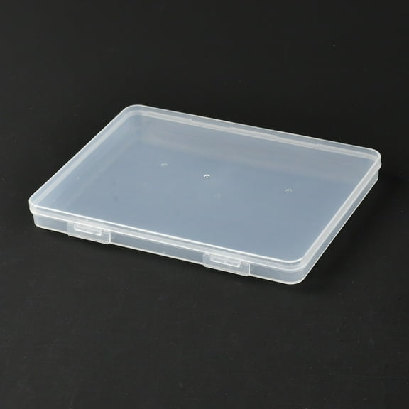 Rectangle Polypropylene(PP) Plastic boxes Bead Storage Containers with Hinged Lid Clear 14.3x18.5x1.7cm Inner Diameter: 13.2x17.8cm
