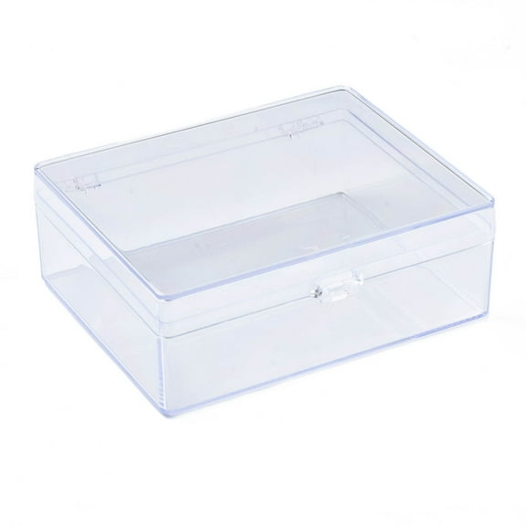 Rectangle Polystyrene Bead Storage Container with Cover for Jewelry Beads Small Accessories Clear 15x13x5.5cm