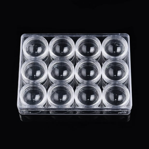 Rectangle Polystyrene Plastic Bead Storage Containers with 12pcs Column Small boxes Clear Container: 16.5x12.5x2.5cm Column Small box: 4x2.2cm Inner Size: 3.4x3.4cm 1box