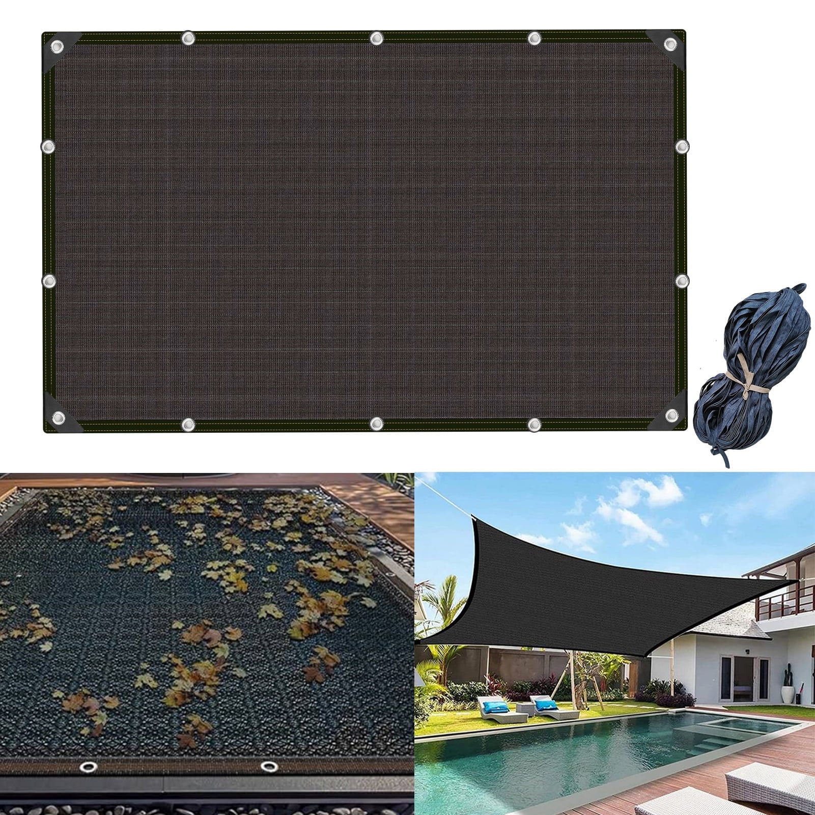 Rectangle Pool Leaf Net Cover for Inground Pools/Above Ground Pools, 14x26FT Mesh Pool Cover