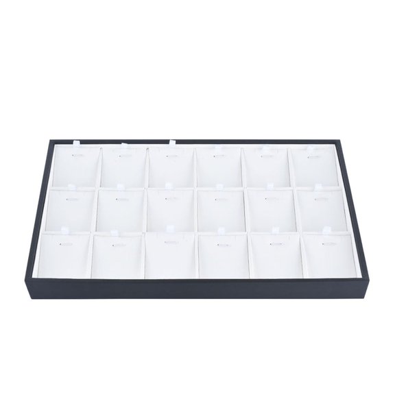 Rectangle PU Leather 18-Grid Pendant Storage Display Tray. Jewelry Organizer with Dividers for Adult Unisex.